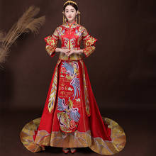 Vestido de boda chino tradicional para mujer, Cheongsam rojo Vintage, Qipao chino, Túnica Oriental, venta al por mayor, 2018 2024 - compra barato