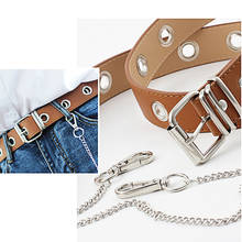 Women Belt Free Size Fashion Black PU Leather Belt With Chain For Female New Punk Style Pin Buckle Dress Jeans Decorative 2024 - buy cheap