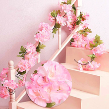 2,3 м Сакура ротанга Высокая симуляция вишни цветок кресло из искусственного ротанга, свадебное платье с цветочным узором, настенные домашние искуственные цветы для декора 2024 - купить недорого