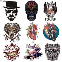 Prajna Punk Patch Iron On Transfers Hot Vinyl Thermal Patches For Clothing Applique DIY Skull Heart Heat Transfers PVC Sticker 2024 - buy cheap