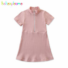 Vestidos de algodón para niñas de 1 a 5 años, ropa de manga corta con cremallera, de corte en A, color liso, BC1415 2024 - compra barato