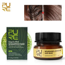 PURC-extracto de planta, olor Natural, barra de champú de menta hecha a mano y elimina el olor a teñido o permanente, mascarilla para el cabello 2024 - compra barato