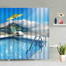 Summer Scenery Shower Curtain Swimming Pool Ocean Mountain Landscape Curtains Bathroom Waterproof Bath Screen Bathtub Decor Hook 2024 - buy cheap