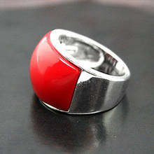 12*16mm anel joia cor coral vermelho raro tamanho 7/8/9/10 2024 - compre barato