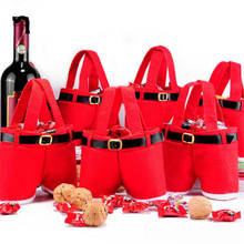 Buckram-pantalones de Papá Noel de 2 tamaños para Navidad, bolso grande, bolsa de regalo para dulces, vino, decoración de Navidad, regalo de animación, dulces, botella de vino, 1 ud. 2024 - compra barato
