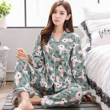 Hot sale women pajamas set autumn winter new cartoon printed long sleeve cute sleepwear suit casual soft homewear female pyjamas 2024 - compre barato