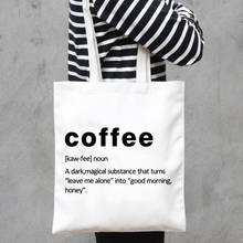 Sacola de lona feminina definição de café, bolsa original coreana, saco de compras fofo, meninas, estudantes, escola, bolsas de ombro 2024 - compre barato