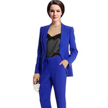 Custom Royal Blue Work Bussiness Formal Elegant Women Suit Set Blazers Pants Office Suits Ladies Pants Suits Trouser Suits 2024 - buy cheap