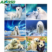 Алмазная вышивка AZQSD с животными 5D, алмазная живопись «сделай сам», мозаика с белым медведем, полноразмерная картина, украшение Стразы для дома 2024 - купить недорого