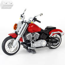 High-tech Motorcycle Fat Boy Vehicle Building Blocks Kit Bricks MOC Classic Model Creative Expert Motor Kids Toys For Children 2024 - buy cheap