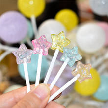 Julie Wang 10PCS Resin Star Lollipop Charms Mixed Colors Candy Artificial Food Pendant Jewelry Making Accessory Table Decor 2024 - buy cheap
