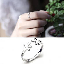 Открытое серебряное кольцо, простой дизайн, женское ювелирное изделие, модное Трендовое серебряное регулируемое кольцо для девушек, подарки, вечерние кольца для девушек 2024 - купить недорого
