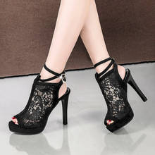 Sexy Lace Mesh Platform Women Short Boots Summer Peep Toe Ankle Buckle High Heels Shoes Hollow Party Sandals Female Pumps Office 2024 - buy cheap