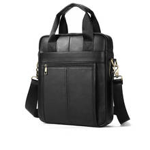 The first layer cowhide men's bag business handbags vertical portable briefcase 9.7 inch ipad retro shoulder bag 2024 - buy cheap