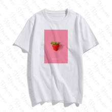 Фрукты искусство клубника футболка для женщин Tumblr корейский стиль Kawaii Harajuku Винтаж размера плюс хлопок короткий рукав Уличная футболка 2024 - купить недорого