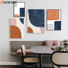 Pintura moderna abstrata laranja geométrica de parede, arte de parede, pintura, imagem, posteres e galeria de impressão, decoração de casa, sala de estar 2024 - compre barato