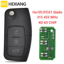 HE Xiang Car Remote Key For Ford Focus Fiesta Fusion C-Max Mondeo Galaxy C-Max S-Max 315/434 Mhz ID60 4D63 Chip Auto Smart Key 2024 - buy cheap