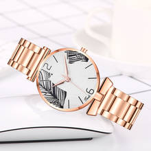 Hot Sale Women Rose Gold Stainless Steel Leaf Dial Watches Ladies Luxury Quartz Analog Watches Gift Clock Relogio Feminino 2024 - buy cheap
