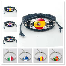 Стеклянный браслет с изображением флага, Испания, Италия, Португалия, Греция, флаг Андорры, Подарочный стеклянный круглый браслет 2024 - купить недорого