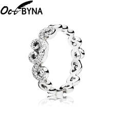 Octbyna Fashion Crystal Heart Shaped Rings Women's Zircon Engagement Wedding Brand Rings For Women Glamour Jewelry Gifts 2024 - buy cheap