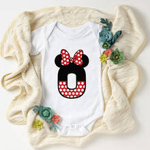 Vestido de fiesta de cumpleaños con estampado Digital de dibujos animados, mono de Minnie Mouse para niña recién nacida, mono de manga corta para niño pequeño, pelele estampado para bebé 2024 - compra barato