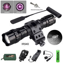 501B LED Infrared Flashlight Zoomable Hunting Torch 940nm/850nm Adjustable IR light Night Vision+18650+Charger+Mount+Switch+Box 2024 - buy cheap