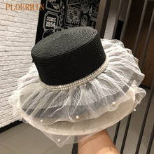 Women Lace Sun Hats For Wide Brim Straw Beach Side Cap Flat Top Female Straw Hat Lace Solid Fringe Straw Hat Summer Hat Chapeu 2024 - buy cheap