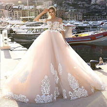 Liyuke Gorgeous Ball Gown Wedding Dress Flush Color With Elegant Appliques Wedding Gown With Half Sleeve 2024 - buy cheap