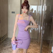 new arrival fashion bodycon dress women elegant summer sexy strap cotton simple temperament young casual purple pencil dress 2024 - buy cheap