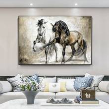 Retro Horse Oil Paintings on Canvas Abstract Animals Wall Art Posters and Prints Wall Hanging Picture for Home Living Room Decor 2024 - buy cheap