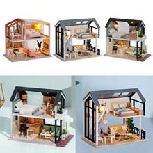 Casa de muñecas con luz LED para niños, juguete de casa de muñecas en miniatura, Decoración de mesa, Kit de muebles con LED para regalo de Navidad, DIY, 1:24 2024 - compra barato