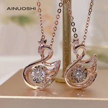 AINUOSHI-collar con colgante de cisne para mujer, oro de 18 quilates, diamante Natural de 0.055 quilates, joyería de moda de aniversario, 18'' 2024 - compra barato