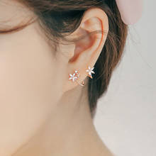 New Hot Fashion 925 Sterling Silver Crystal Flower Earrings for Women Girls Gift Fashion Statement Jewelry  korean earrings 2024 - buy cheap