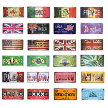 Country City Flag License Plate Tin Sign Vintage New York Usa Metal Sign Plate Coffee Cafe Wall Art Stickers 15*30Cm Bar Decor 2024 - buy cheap
