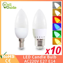 10Pcs/lot E14 LED Candle bulb E27 led Bulbs chandelier lamp Candle AC 220V 3W six colors Lamps Decoration Light Energy Saving 2024 - buy cheap