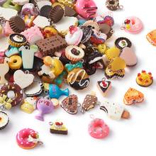 about 100pcs/Bag Cute Resin Imitation Food Pendants Mix Colors Shapes for bracelets necklace jewelry DIY making,Hole: 1.5mm 2024 - buy cheap