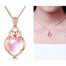 Exquisito collar con colgante de corazón de chica de cristal, joyería para mujer, abalorio de oro rosa para mujer, accesorios de clavícula de plata 925, collares para niña 2024 - compra barato