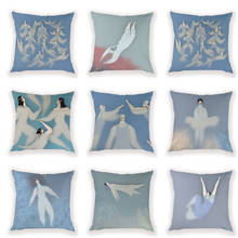 Funda de cojín de Pintura abstracta, cubierta decorativa nórdica azul para almohada de natación, Simple, para sofá, 45x45 Cm 2024 - compra barato