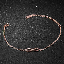 AliExpress Acero inoxidable Infinite 8 acero titanio simple oro rosa cadena ajustable pulseras de encanto para las mujeres 2019 2024 - compra barato