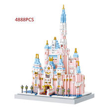 Cidade fairyland edifício criativo tijolo micro diamante bloco mundialmente famoso mini castelo de conto de fadas rosa modelo nanobrick brinquedo para o presente 2024 - compre barato