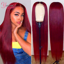 Younsolo 99J Straight Lace Front Human Hair Wigs 13x4 Lace Burgundy Human Hair Wigs Brazilian 150% Remy Hair Wigs With Baby Hair 2024 - buy cheap