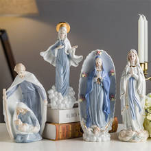 Figuritas de cerámica europeas de Jesús, Estatua de la Virgen María, adornos decorativos, artesanías de escritorio de oficina, decoración del hogar 2024 - compra barato