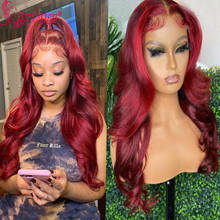 Ambition Red Wave Hair Wig Pre plucked Glueless Lace Frontal Wigs Human Hair 13x4  Lace Front Wig Bleached Knots Human Hair Wigs 2024 - buy cheap
