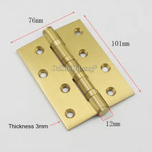 Free Shipping 4PCS Pure Brass Bearing Furniture Hinges Thicken 3mm Door Hinges Cupboard Cabinet Mute Hinges 4Inches 2024 - buy cheap