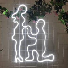 Sinais de luz neon personalizados, arte e decoração de parede em acrílico com led para casamento, festas, casamento, placa superior em neon 2024 - compre barato