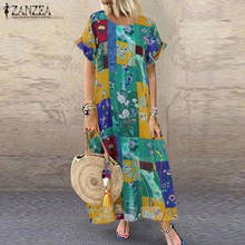 2021 Summer Floral Printed Dress ZANZEA Vintage Bohemian Party Sundress Women Casual Short Sleeve Maxi Long Vestidos Female Robe 2024 - buy cheap