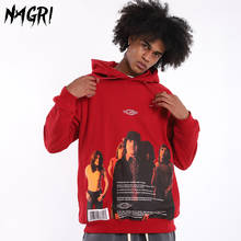 Nagri hoodies pulôver dos homens hip hop streetwear moletom de manga longa moda moletom outono inverno com capuz vermelho 2024 - compre barato