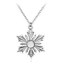 vintage trendy Snowflake necklaces pendant antique silver color link chain women Snow Flower necklace jewlery for women girls 2024 - buy cheap