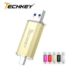 TECHKEY USB 3.0 Type-C 3.1 usb flash drive 3.0 64GB Metal Custom Pen Drive 32GB USB Stick 16GB for Phones Micro USB Flash Type C 2024 - buy cheap