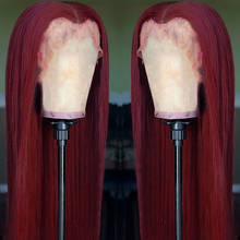 Burgundy Color Synthetic Hair Lace Front Wigs Straight Glueless Lace Wigs with Pre Plucked Hairline 2024 - buy cheap